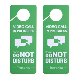 PATIKIL Do Not Disturb Door Hanger Sign, 2 Pcs PVC Double Sided Video Call in Progress Door Sign Decor for Office, Meeting, Session, Home, Recording, Green, 9.3" x 3.5"