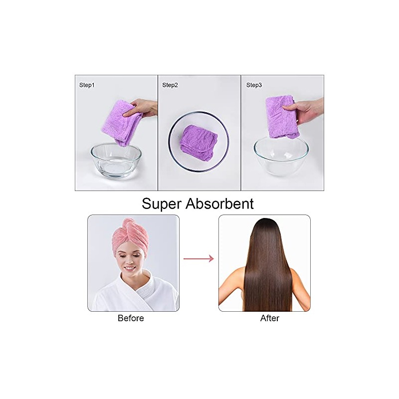 URAQT Toalla de microfibra para mujer, paquete de 3 turbantes