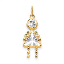 Auriga Fine Jewelry 10k Yellow Gold April Girl Birthstone Charm Pendant for Women (L- 20cm, W- 10cm)