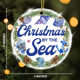 Christmas Beach House Decor - Beach Themed Christmas Ornaments by The Sea Acrylic Keepsake