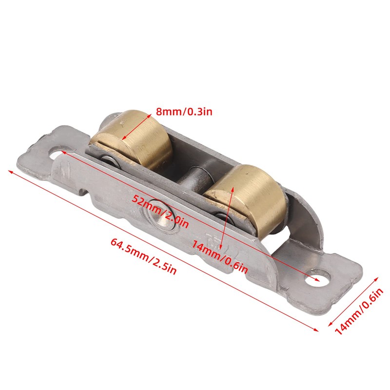 4 Piece Sliding Door Tandem Roller Assembly Stainless Steel Copper