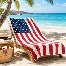 American Flag Beach Towel for Pool & Travel – Quick-Dry Microfiber Stars and Stripes Towel for Summer