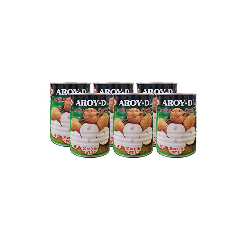 Aroy-D Thai Longan in Syrup (6 Pack, Total of 120oz)