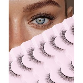 Onlyall Natural Lashes Wispy Lashes Natural Look 7 Pairs D1 Natural (6-13MM)