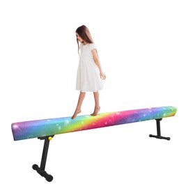 Wesky Adjustable Balance Beam,High and Low Floor Beam Gymnastics Equipment,Professional Gymnastics Beam for Kids Home Training with Foldable Legs (Rainbow, 8FT)