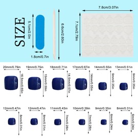 NICENEEDED 24 Pcs Navy Blue Press on Toenails, Square False Toe nails, Glossy Fake Toenails Solid Color Full Cover Nails Acrylic Stick on Foot Nails Removable Glue-on Nails Reusable Artificial Nails
