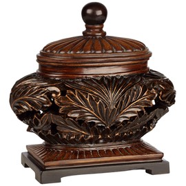 Weldona 9" High Vine and Leaf Wood Finish Jar with Lid - Kensington Hill