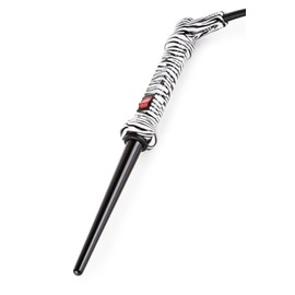 Le Angelique 1/4 to 3/4 Inch Tapered Ceramic Curling Wand for Thin Hair & Tight Curls - 9-18mm Professional Clipless Curler Iron with Glove and 2 Clips | 430F Instant Heat | Dual Voltage - White Zebra