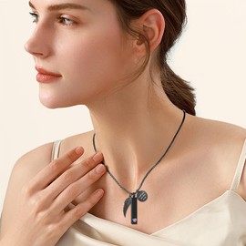 Cremation Jewelry for Ashes with Angel Wing Charm Vertical Bar Urn Necklace Heart Birthstone Stainless Steel Memorial Pendant Keepsake for Women Men - Purple