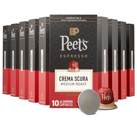 Peet's Coffee, Medium Roast Espresso Capsules, Compatible with Nespresso Original Machine, 100% Arabica Coffee - Crema Scura Intensity 9, 100 Count (10 Boxes of 10 Espresso Capsules)
