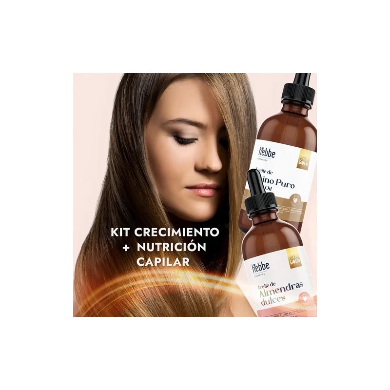 Aceite Orgánico Ricino + Almendras Puro Hebbe Cosmetics Crecimiento Cabello