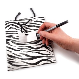 cBox Glossy Zebra Stripe Print Gift Tote Bags (8" x 4" x 10") 10pcs for Gifts, Presents, Party Favors, Retail, Merchandise, Weddings, Birthdays, Events