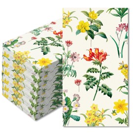 YGAUZ Floral Napkins, 100PCS Vintage Wild Flower Dinner Napkins, Watercolor Floral Disposable Hand Towels Bathroom Disposable for Bathroom Bridal Wedding Birthday Party Decor