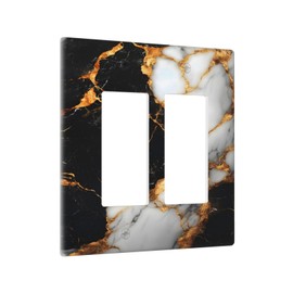 Vghoko Decorative Outlet Covers Black Gold Marble 2 Gang Light Switch Cover Plate Double Rocker Wall Plate Gfci Switch Plate Covers for Country Bathroom Bedroom Decor