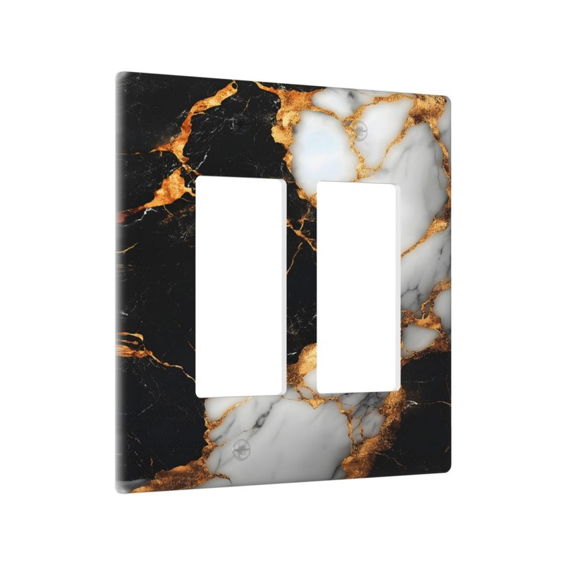 Vghoko Decorative Outlet Covers Black Gold Marble 2 Gang Light