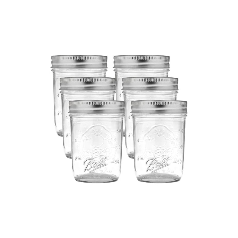 Ball Regular Mouth Glass Mason Jars with Lids and Bands,