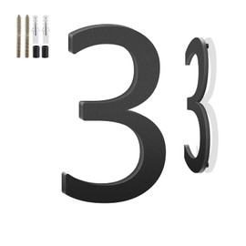 3 Inch Floating House Numbers and Metal Letters for Outdoor Signs, House Numbers for Outside, Aluminum Address Letters and Numbers for Door, Mailbox, Garden, Perfect for Home or Office (Number 3)