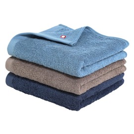 Imabari Towel Face Towel, Set of 3, [Soft Medium Thick Type] Water Absorption, Quick Drying, Made in Japan, 13.4 x 31.5 inches (34 x 80 cm), 100% Cotton (Smoky Blue, Navy, Brown)