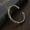 KF-Premium 925 Thai Handmade Mens Bracelet Vintage Open Bangle Twisted