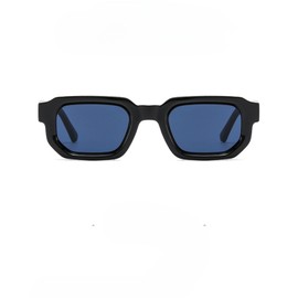 WDZAYXC Vintage Rectangular Sunglasses for Women Men Rectangle Sunglasses Retro Glasses UV400 Protection, Black Grey