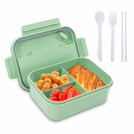 Brotdose mit Fächern, 1250ml Kinder Brotdose Kinder mit Fächern, Bento Box Lunchbox Kinder Erwachsene, Auslaufsicher Brotbüchse mit Besteck, Vesperbox Vesperdose Jausenbox Brotbox für Mädchen Junge