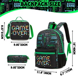 Oruiji Game Backpack for School Boys Backpacks with Lunch Box Set Bookbag for Boys Travel Backpack Carry on Flight Approved Backpacks for School Kids