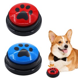 WUSJCOF 2 Pieces Buzzer with Recording Function, Intelligence Toy for Dogs, Pet Talking Training Response Buzzer, 30 Seconds Recording & Playback