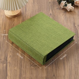 potricher Small 8x10 Photo Album 160 Pockets Linen Cover Large Capacity Picture Book for Family Wedding Anniversary and Baby (Green)