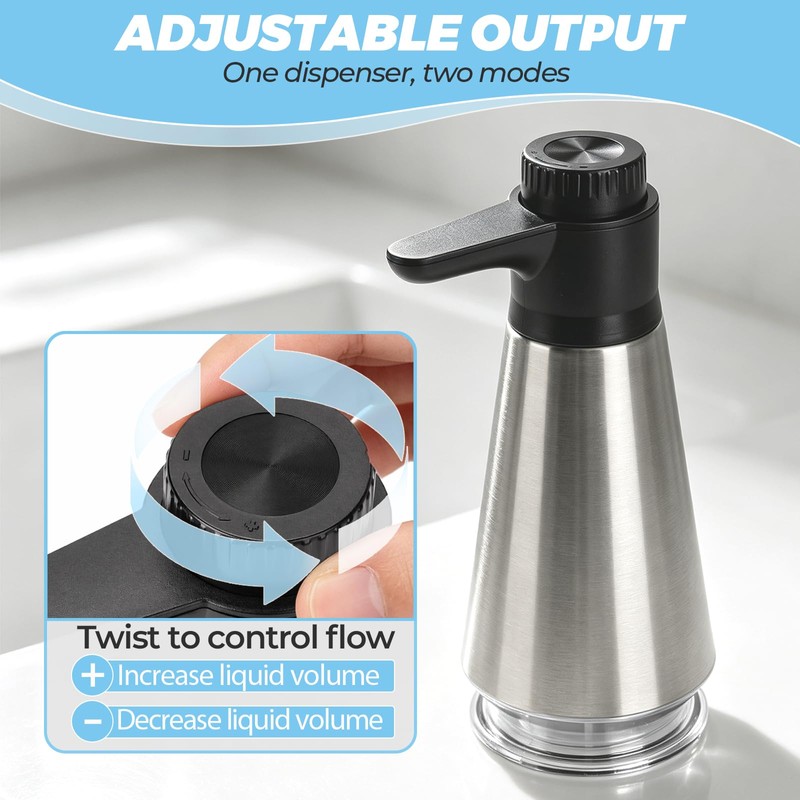 EEKEDO Stainless Steel Soap Dispenser for Hand Soap & Dish