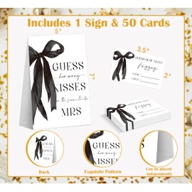 Black Bow How Many Kisses Bridal Shower Game, Bachelorette Party Games, Bridal Party Games, Couples Shower Table Decorations, Wedding Engagement Party Decor, Bachelorette Party Night Supplies