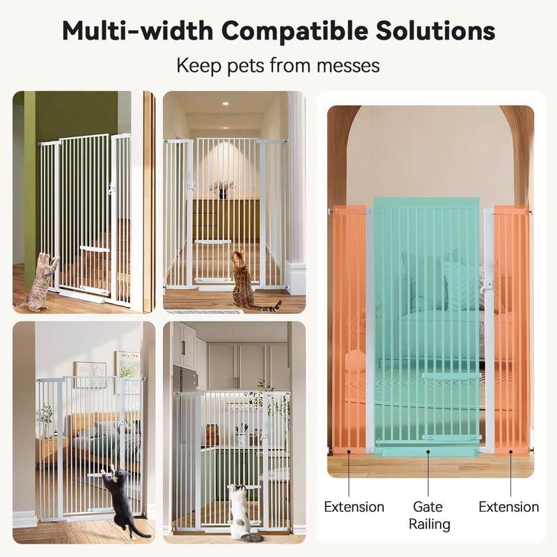 55.1" Extra Tall Pet Gate, 29.5-43" Wide with Adjustable Cat