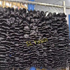 Wholesale Raw Human Hair Extension Cuticle Aligned Burmese Curly Natural Wave Hair Raw Wavy Curly Hair Bundlescolor: 1pcs bundle burmese curly, Stretched Length: 24"