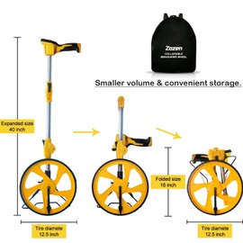 Zozen Measuring Wheel Digital Display, 3-Sections Foldable, Imperial/Metric Measure Wheel with Backlit Display | Up to 99,999Ft/ 99,999M | Kickstand to Keep Stand |Portable, Include Cloth Backpack.