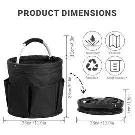 Shyllin Organizer Borsa, Porta Detersivi, Borsa Impermeabile, Cestino per la Pulizia, per la Casa, per Secchi per la Pulizia, Accessori da Giardinaggio (Nero)