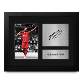 HWC Trading USL Framed Mohamed Mo Salah Gifts Printed Signed Autograph Picture for Soccer Fans and Supporters - US Letter Size