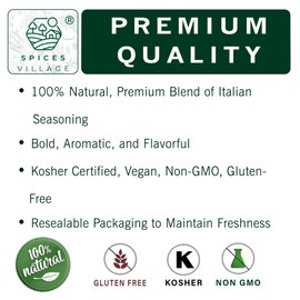 SPICES VILLAGE Italian Seasoning, Premium Italian Seasoning Blend for Cooking, Sauces, and Marinades, 7 oz, Non-GMO and Kosher Certified, Ideal for Pasta, Pizza, and Mediterranean Dishes