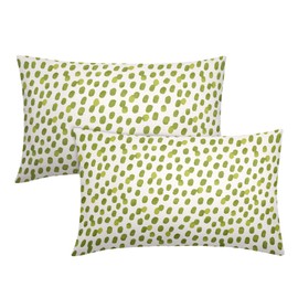 Boho White and Green Dot Pillowcase Set of 2 Bohemian Sage Green Dot Lumbar Throw Pillows Square 12x20 Inch Spring Pillow Cushion Covers Farmhouse Decor for Home Living Room Bed Couch Sofa Outdoor