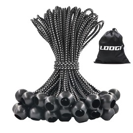 LOOGI Bungee Bands with Ball Pack of 50, Tarpaulin Tensioners with Ball 20 cm, Rubber Tensioner, Tent Elastics Expander Loops, Rubber Loops for Tarpaulins, Tent Banner