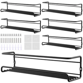 MAHIONG 6 Pack Spice Rack Wall Mount,Tiered Spice Shelf Organizer for Kitchen,Perfect for Tight Cabinet Spaces (12-16oz Jars Capacity)