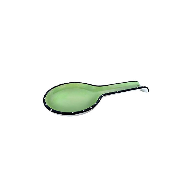 ACK Tuscany Ruffle Pistachio Green Hand Painted Ceramic Spoon Rest,