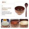 STOBAZA 2 Set Wooden Bowl and Spoon Set Tableware for