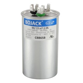BOJACK 60/15 uF 60+15 MFD 370/440 VAC CBB65B Dual Run Start Round Capacitor for Condenser Straight Cool or Heat Pump Air Conditioner or AC Motor and Fan Starting