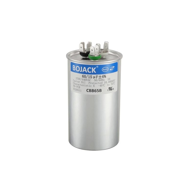 BOJACK 60/15 uF 60+15 MFD 370/440 VAC CBB65B Dual Run