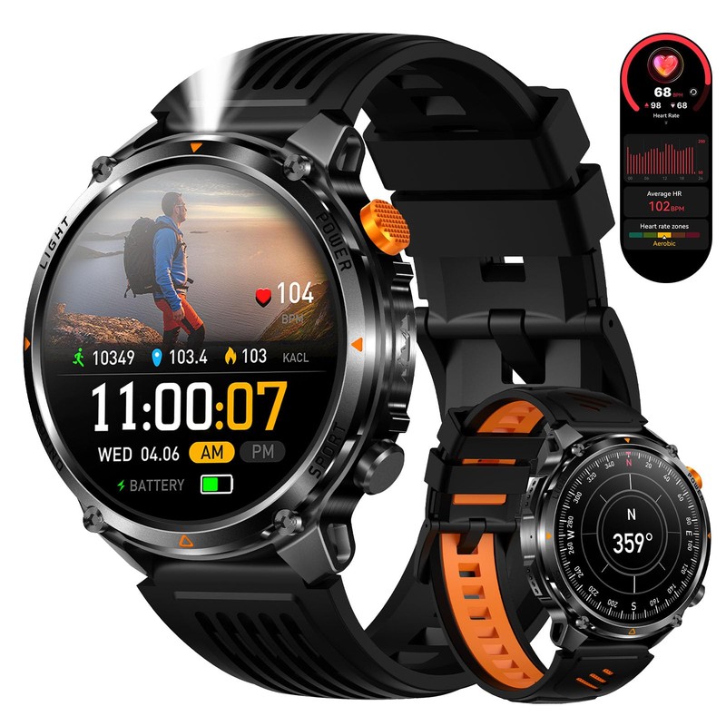 MIlitary Smart Watch with Compass/Flashlight for Android & iPhone (2