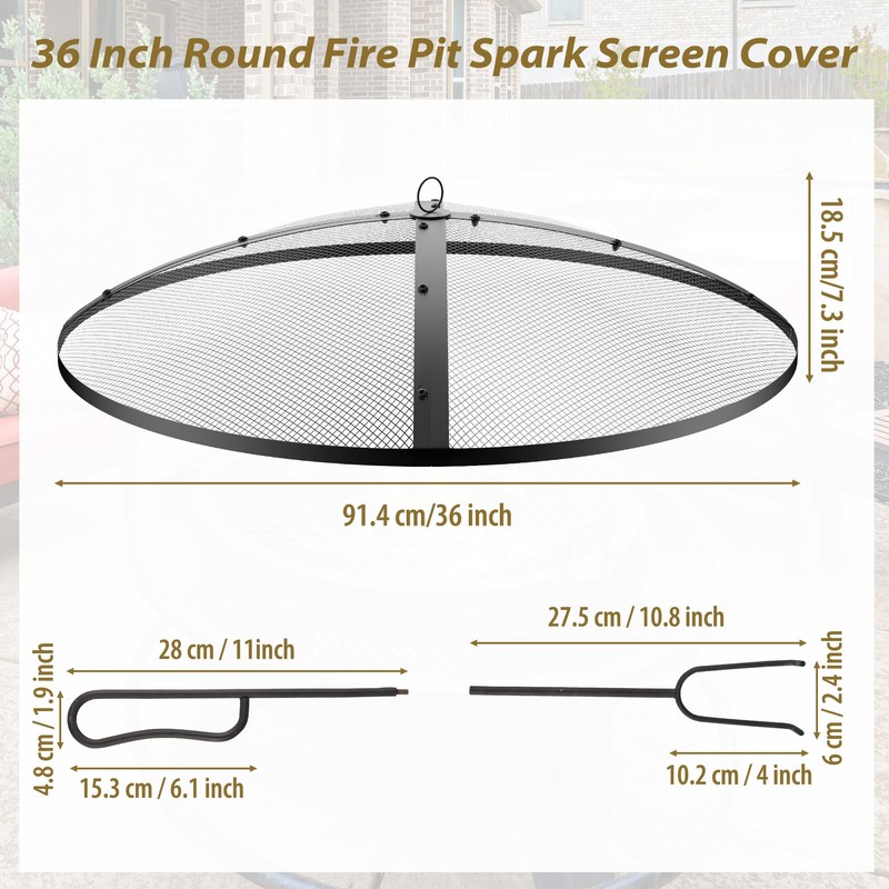 Fire Pit Spark Screen,36inch Heavy Duty Foldable Fire Pit Cover,Outdoor