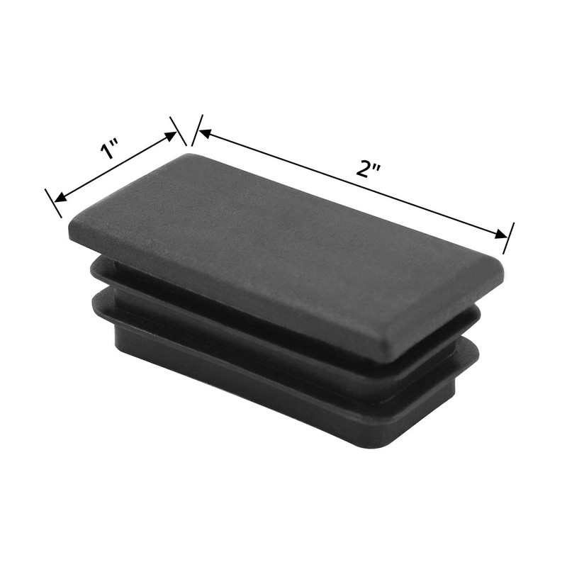 QWORK 10 PCS 1" X 2" Rectangle Black Plastic Plug