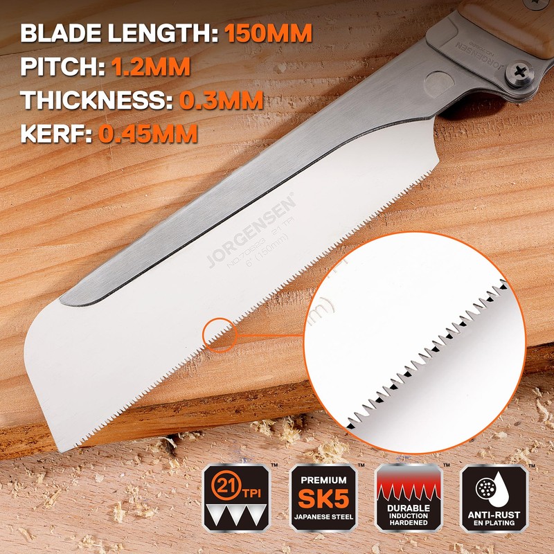 JORGENSEN Japanese Pull Saw, 6 Inch Pro Folding Dovetail Saw