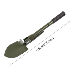 Military Small Folding Camping Shovel, Mini Compact Pickaxe with Carrying Pouch for Gardening, Off Road, Hunting, Car Emergency, Remove Ice (Military Green)