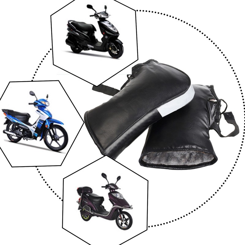 Bike Handlebar Mittens Waterproof Motorcycle Gloves Winter Thermal Windproof PU