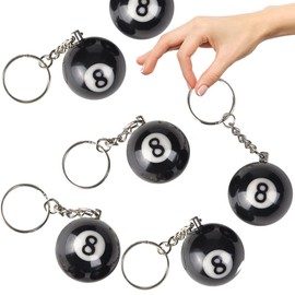 Chochkees Eight Ball Key Chain, Pool Player Lucky 8 Ball Charm Billiards with Keyring, Accessories for Boys and Girls 1.25" Inches (32mm) (Pack of 4)